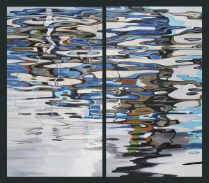 Liquid Rhythms V  (diptych) 54x60 Oil on Canvas